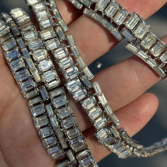 Vintage Trifari “Vanity Fair” Baguette Rhinestone Necklace & Bracelet Set READ - Picture 9 of 11